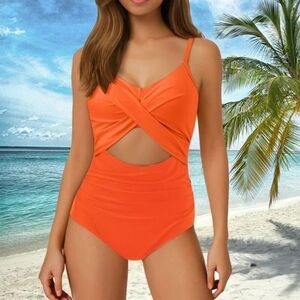 High waisted cutout one piece swimsuit size small